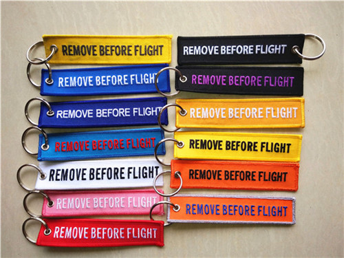 Wholesale Custom Design Remove Before Flight Embroidery Keychain Keyring Key Ring Key Chain Key FOB