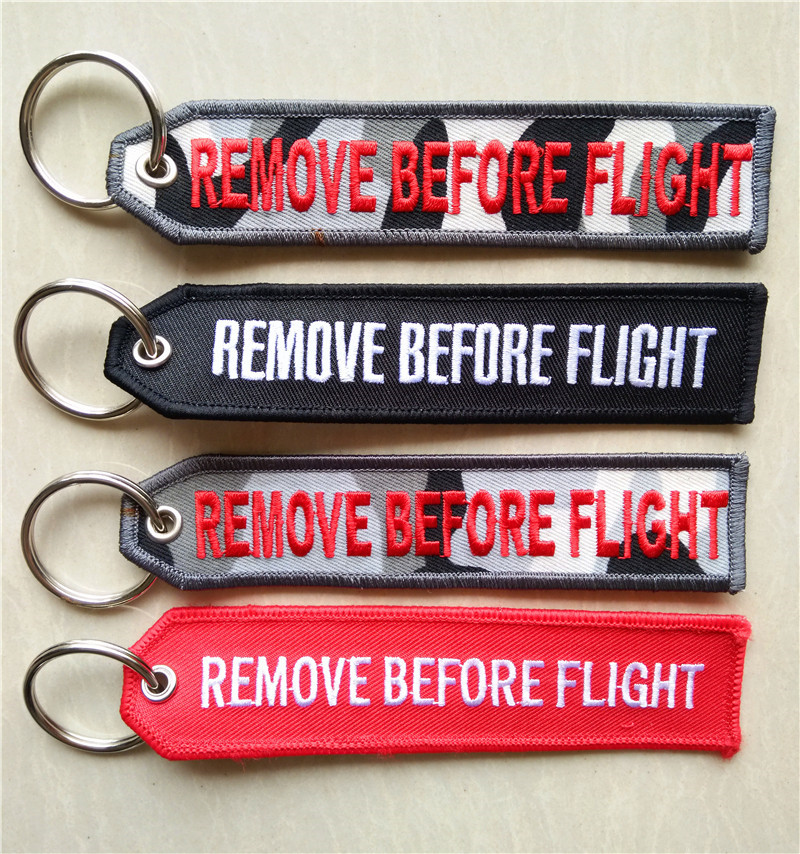 Wholesale Custom Design Remove Before Flight Embroidery Keychain Keyring Key Ring Key Chain Key FOB