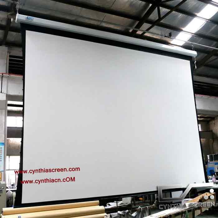 Cynthia Screen Soft PVC Material Electric Motorized Tab Tension Projector Screen with Remtoe Control