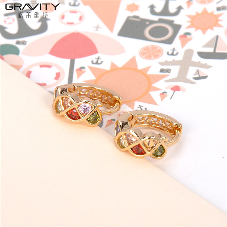 Saudi 22k gold jewelry new design colorful stone gold earrings for girls