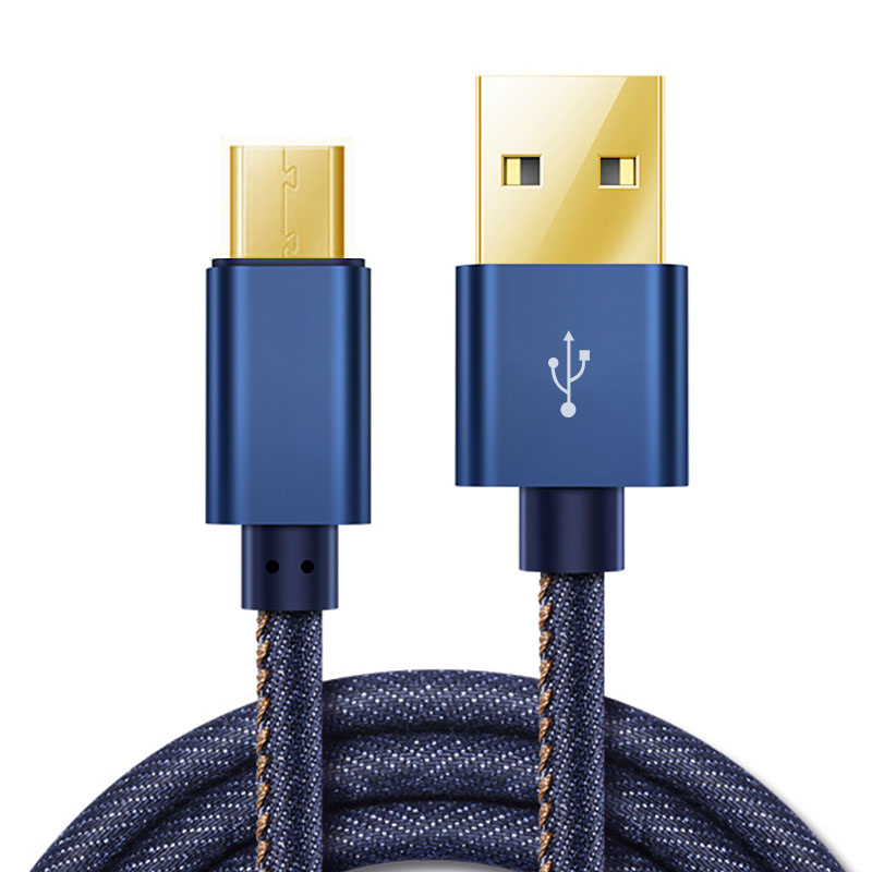 Jeans sync aluminum alloy cowboy USB a to micro USB charging cable