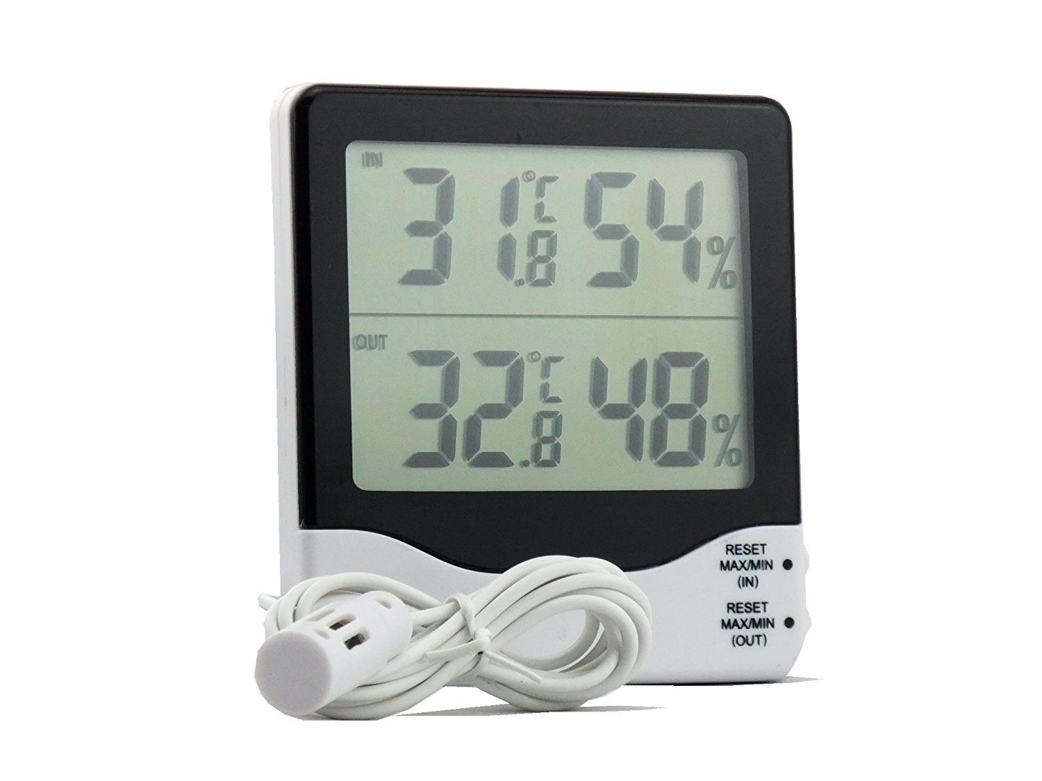 Digital Thermometer Hygrometer Humidity&Big Industrial LCD Digital ...