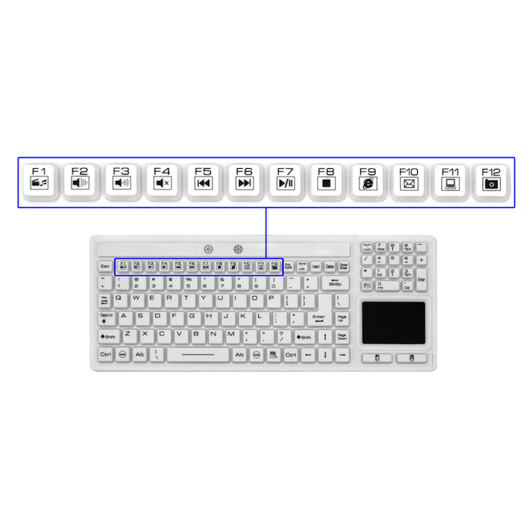 Washable Full Keys Industrial Keyboard LED Backlight Build in Mouse Touchpad Whole Seal