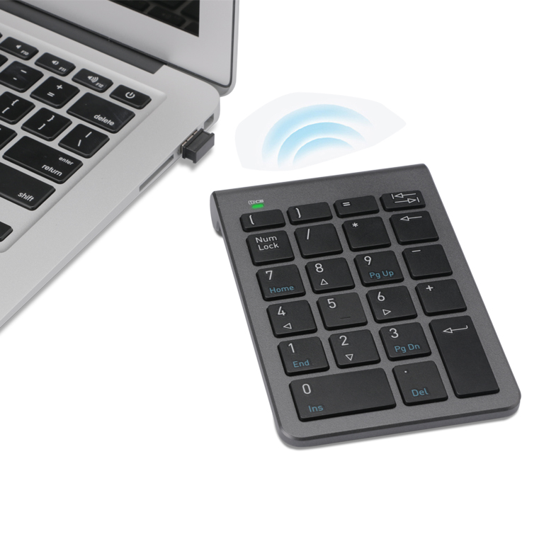 Wireless Numeric Keypad 24G 22Key USB Financial Numpad for Laptop Tablet Desktop PC with HUB port