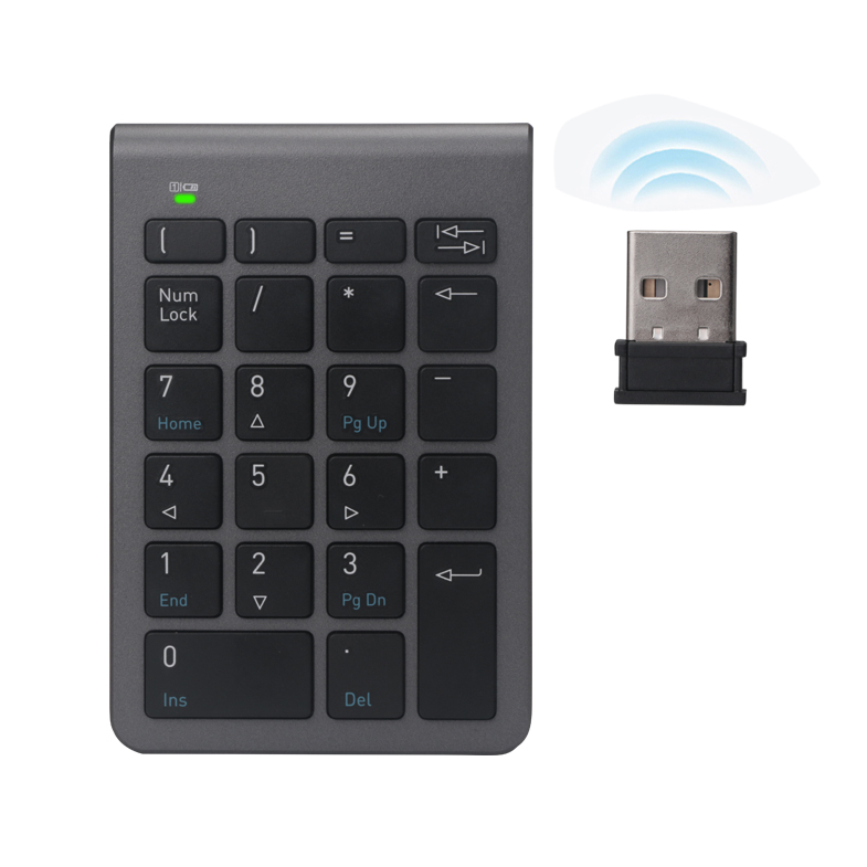Wireless Numeric Keypad 24G 22Key USB Financial Numpad for Laptop Tablet Desktop PC with HUB port