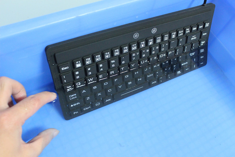 Washable Medical Industrial Keyboard with LED Backlight and Pointing Device Compact Whole Seal Black