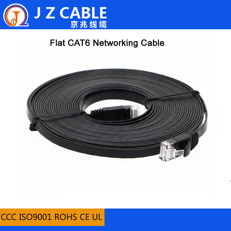 shenzhen factory supply 32awg copper black 1M UTP Flat CAT6 Network Cablecat6 flat patch cord cableflat cat6 lan cable