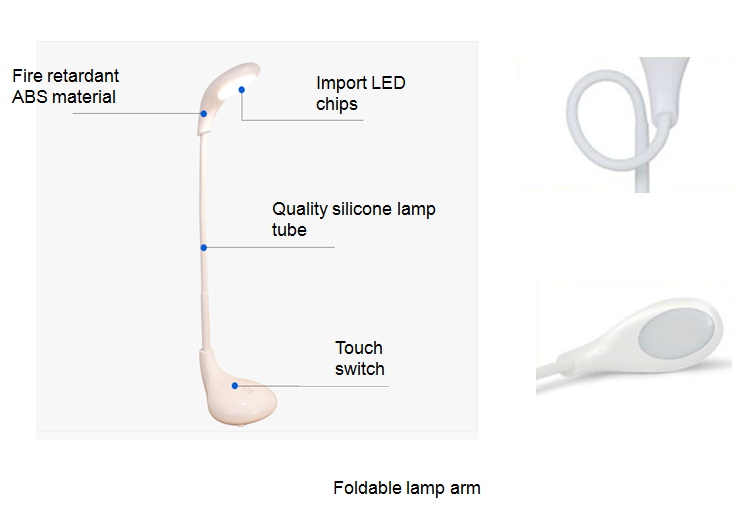 ABS material Mini type foldable arm portable LED mini tabel lamp