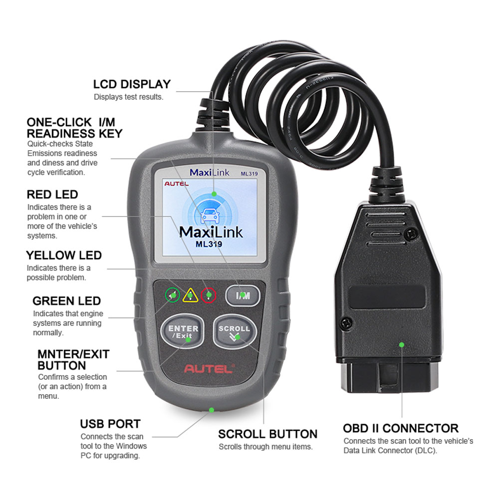 Auto Diagnostic Code Reader Original Autel Maxilink Ml319 OBD2 Code Scan Tool Update Online