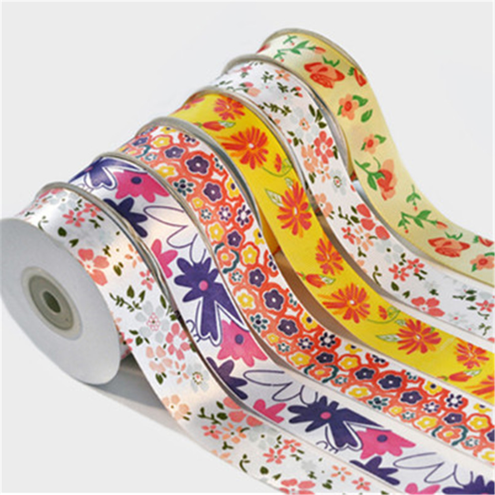 Custom 100 polyester decorative wholesale printed satin ribbon