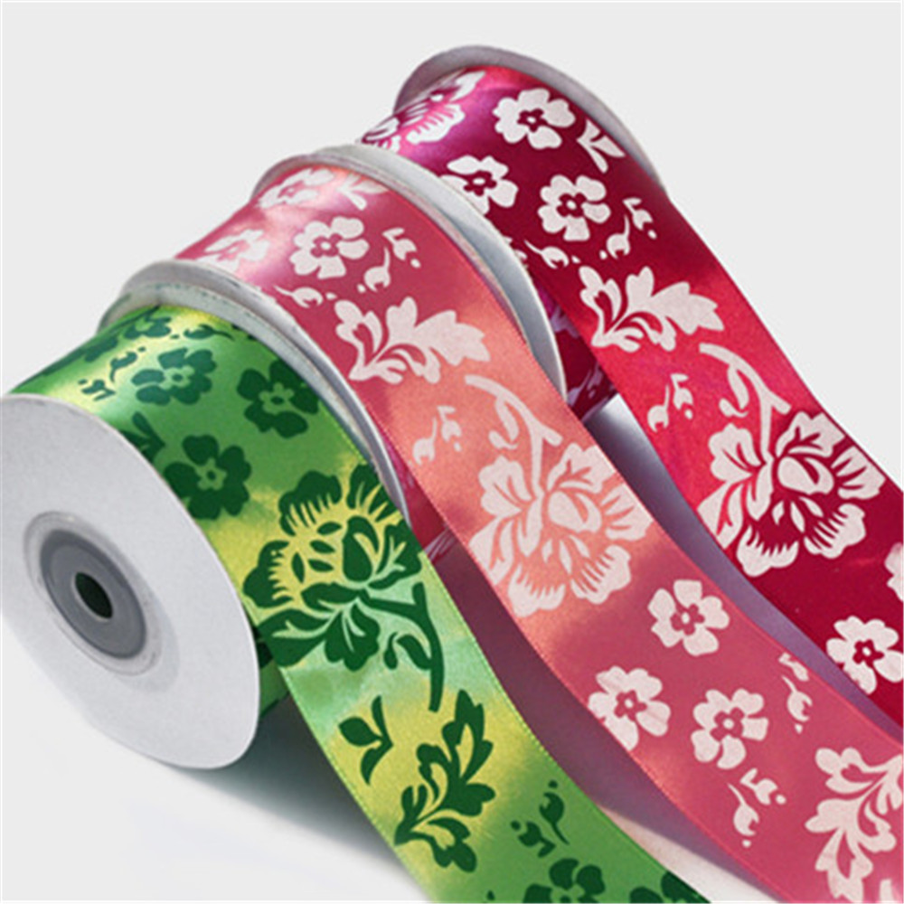 Custom 100 polyester decorative wholesale printed satin ribbon