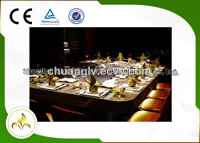 10 Seats Rectangle Shape LPG Heating Stainless Steel Teppanyaki Grill Table