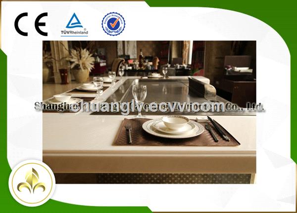 7 Seats Gas Heating Rectangle Shape Hibachi Grill Table