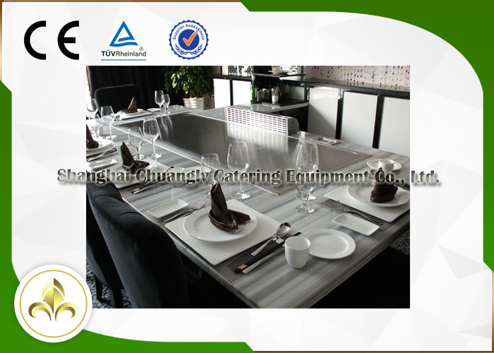 8 Seats Stainless Steel Electric Tube Heating Rectangle Japanese Grill Table