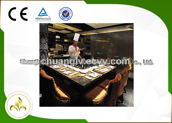 9 Seats Stainless Steel Electromagnetic Heating Rectangle Teppanyaki Grill Table