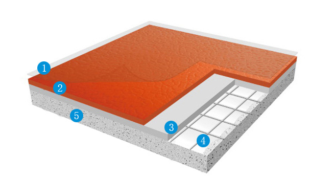 Green color 45mm indoor badminton courts use Litchi PVC sports flooring