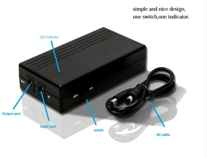 China mini UPS manufacture 12v 1a lithium battery power supply IP camera use mini small size 12v DC online UPS for CCTV