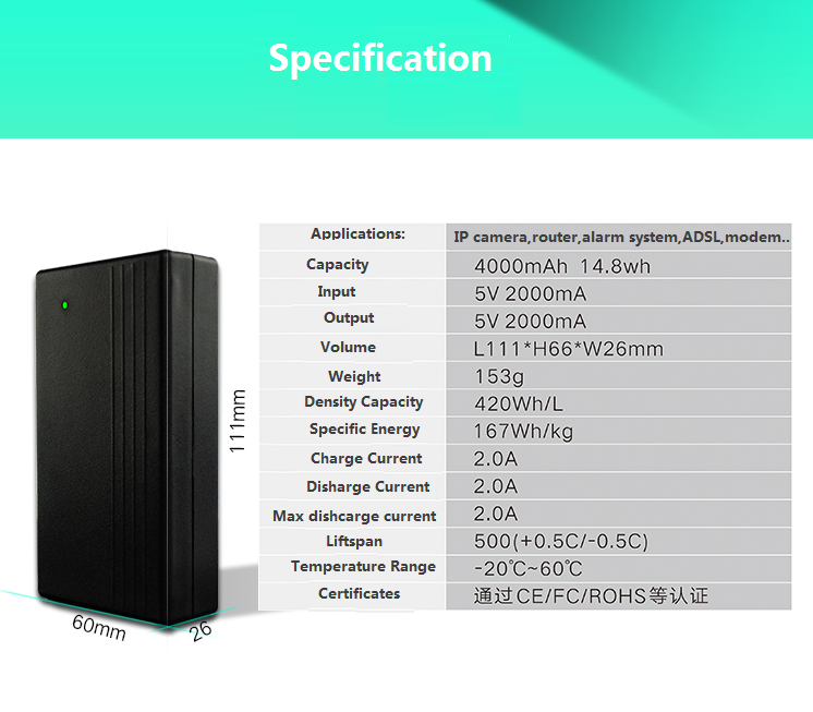 China mini UPS manufacture 12v 1a lithium battery power supply IP camera use mini small size 12v DC online UPS for CCTV