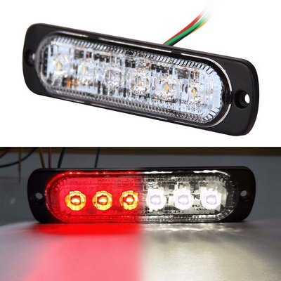 3W Super Bright RedWhite 6LED Flash Emergency Hazard Warning Strobe Light Bar