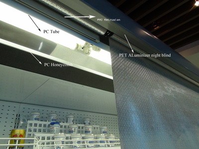 polycarbonate honeycomb act as air out in commercial refrigeration chillers