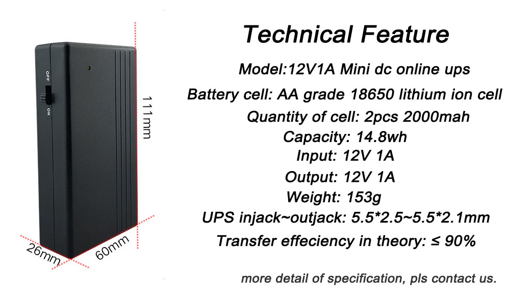 high capacity portable 18650 lithium ups 12v power supply battery backup for WiFi modem