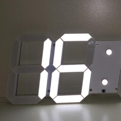 Hot selling of LED 3D digital Wall Clock 8888 White Color