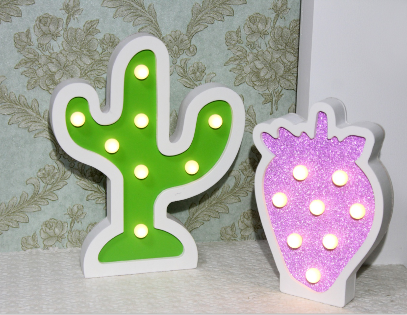 factory price holiday wood led cactus marquee lighting