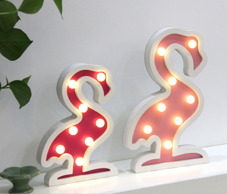 customized flamingo led wooden animal night lighting