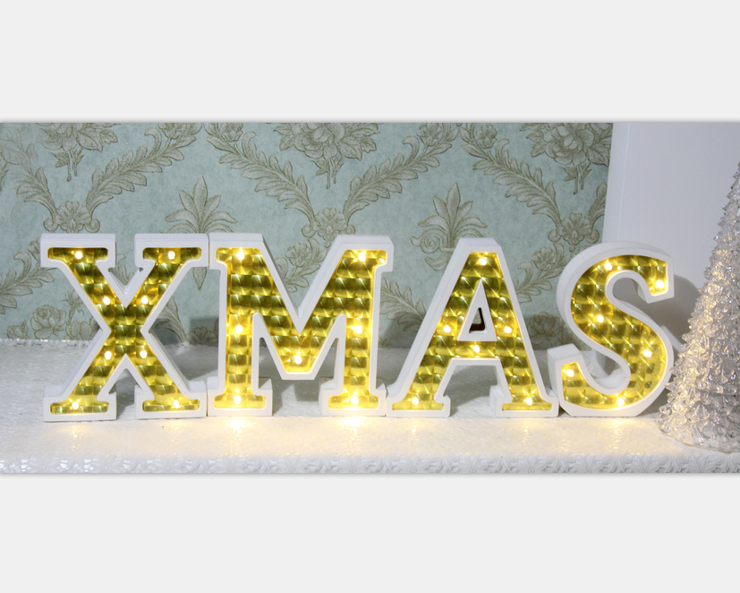 wooden customized party and event supplies xmas separate LED alphabet letter