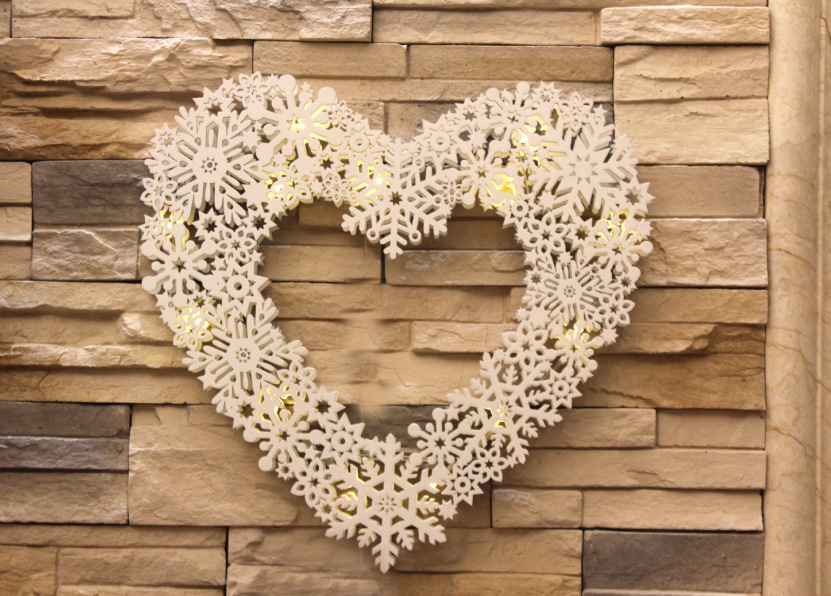 LED heart circular garland wreath wooden light christmas