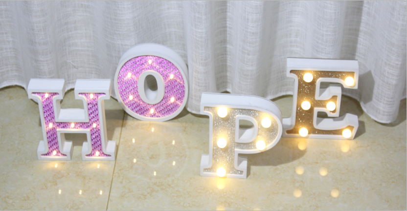 wooden customized party and event supplies holiday single LED letter light