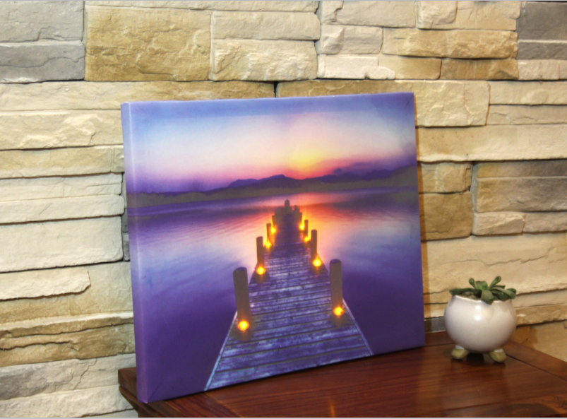 customized lake and bridge LED wall wooden home decorative board