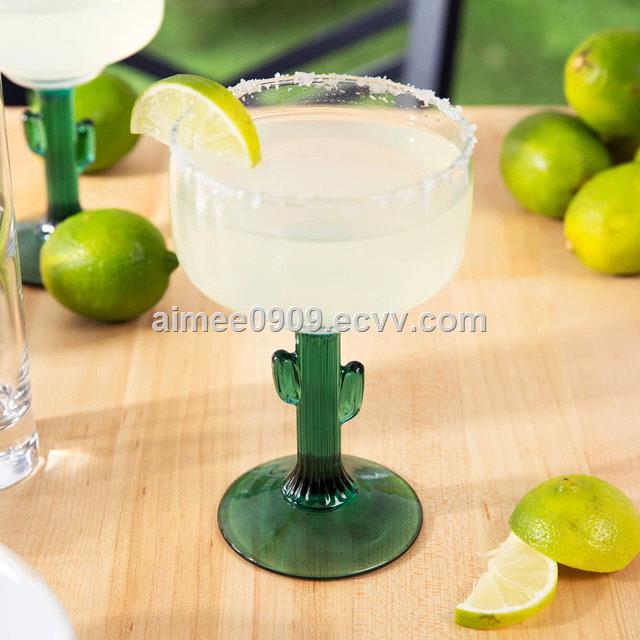 New Design 16oz Cactus Tree Shape Glass Goblet Margarita Glass for Restaurant Hotel