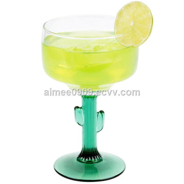 New Design 16oz Cactus Tree Shape Glass Goblet Margarita Glass for Restaurant Hotel