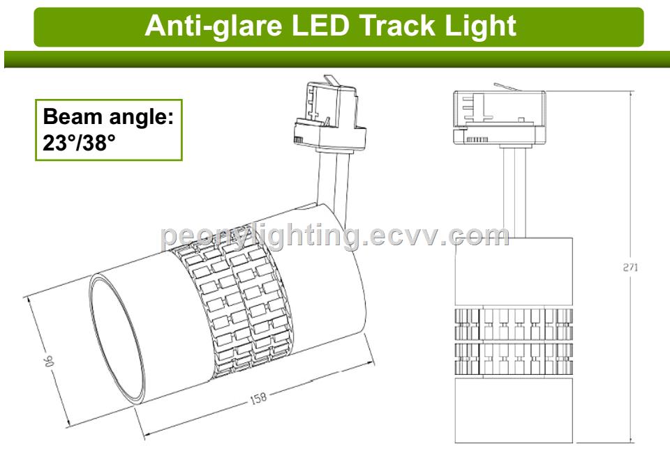 AntiGlare COB LED spot track light LED track light 25W 35W