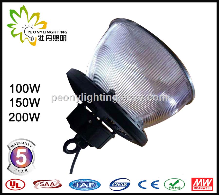 five years warranty MeanWell power supply 100w UFO Led High Bay Light with transparent cover