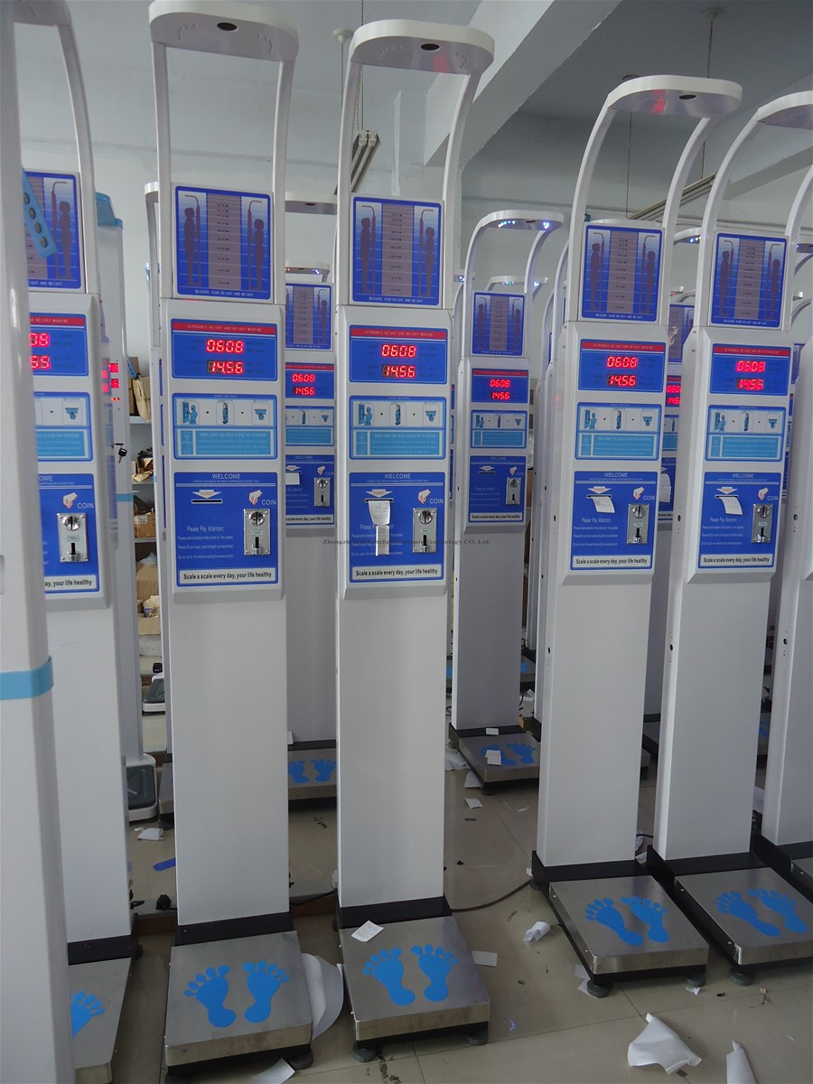 DHM15 Coin and Cash Vending Height weight Ultrasonic body fat Balance BMI Scale body
