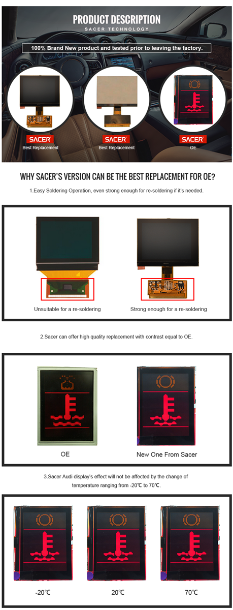 LCD Display for Saab 93 95 Sid1Sid2Sid3 SA1001