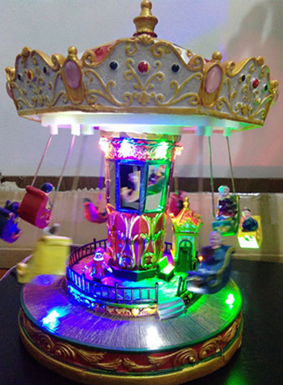 10 Inch Height LED Musical Carrousel with Roating Characters 10 Inch Height LED Musical Carrousel with Roating Characters