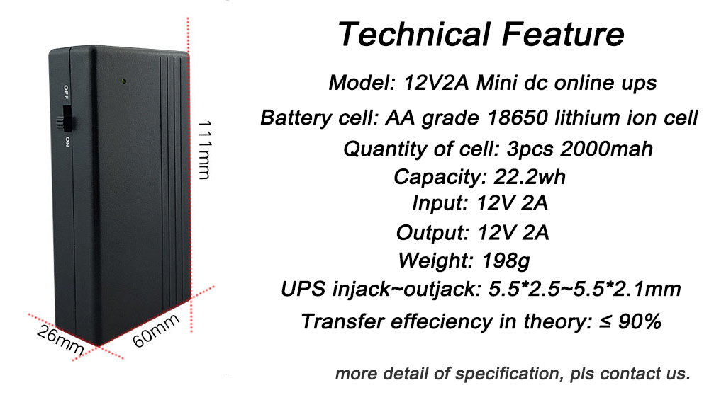 Network system lithium ion battery backup intelligent pluggable mini ups 12v for WiFi router