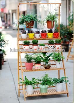 Solid Wood Folding Ladder Flower Stand