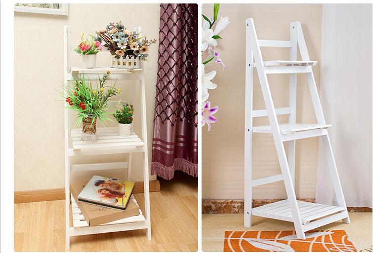 Solid Wood Folding Ladder Flower Stand