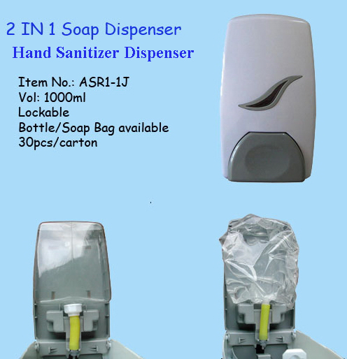 Plastic alcohol hand sanitizer dispensers with refillable bottle and pouchsoap dispensers