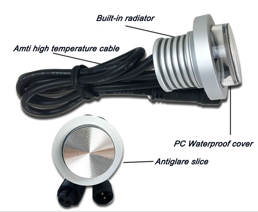 Mini Recessed 1W Led Downlights IP67 Waterproof 12V Antiglare Embedded Spotlight hotel rooms stores Path light Lighting