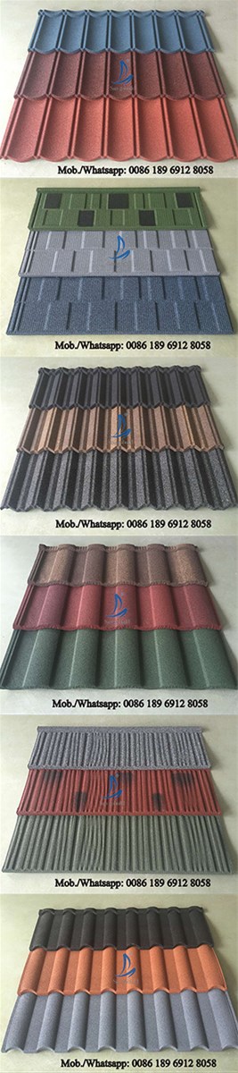 Light Weight Roofing Materials Stone Coated Metal Tiles Color Stone Coated Roofing Sheets