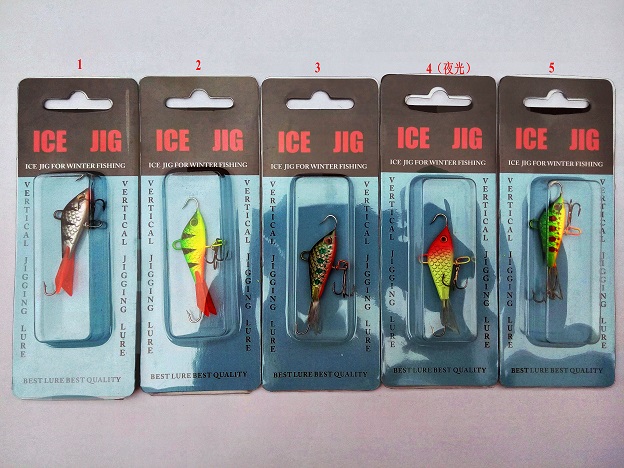 50mm75g Ice Fishing Jig Lure 5Color for Option with High Quality