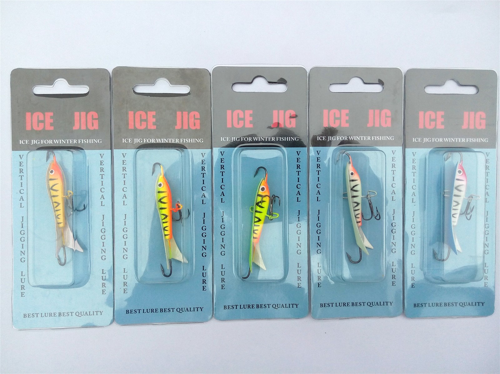 60mm95g ice fishing jig lure 5color for option with high quality