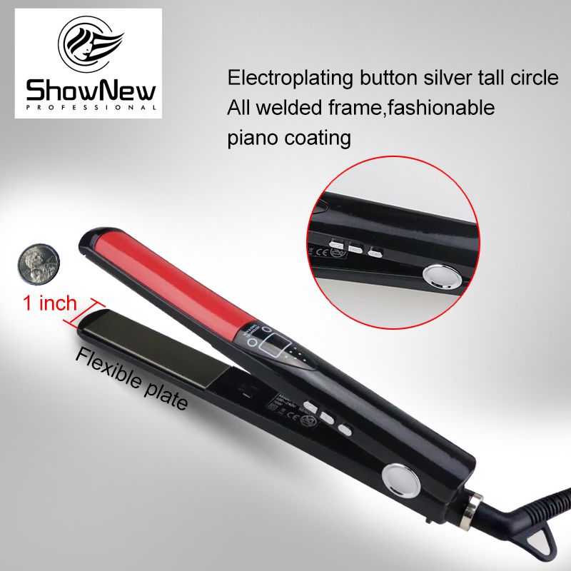 1 inch MCH heater Flexible floating plate LED display hair straightener