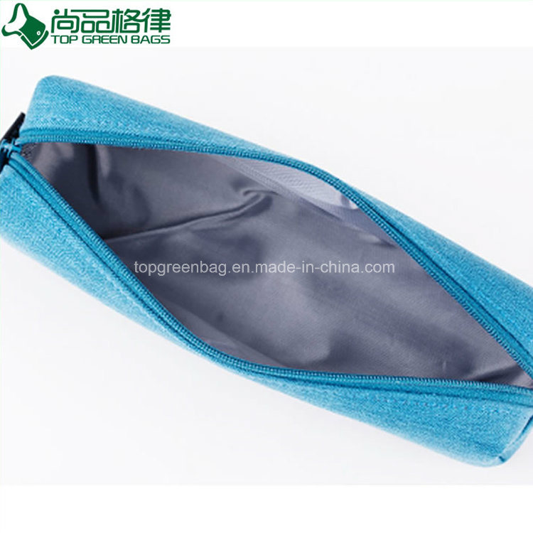 Custom high quality different colors simple canvas zipper pencil pen bag wholesale