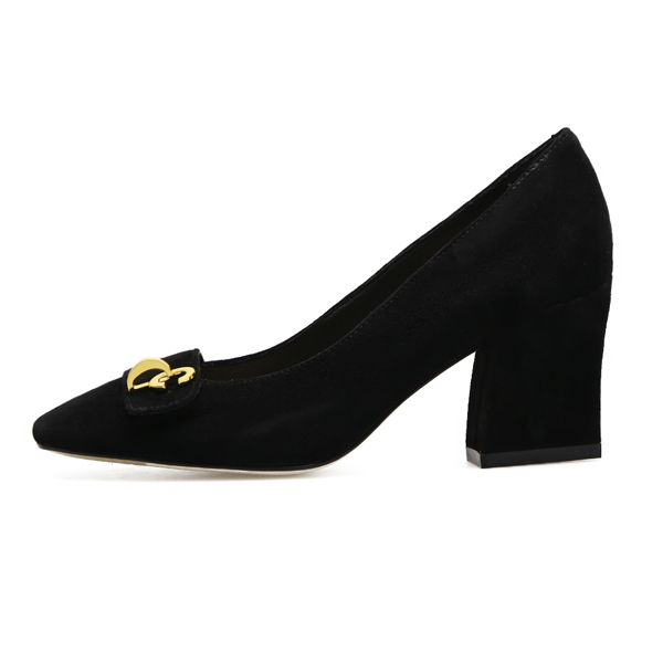 75cm high heel black leather comfort women offcie fashion pump shoes